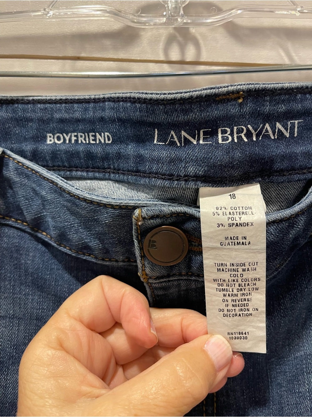 Lane Bryant Boyfriend Cut Jeans in Distressed Blue - Women's size 18 - Picture 2 of 5